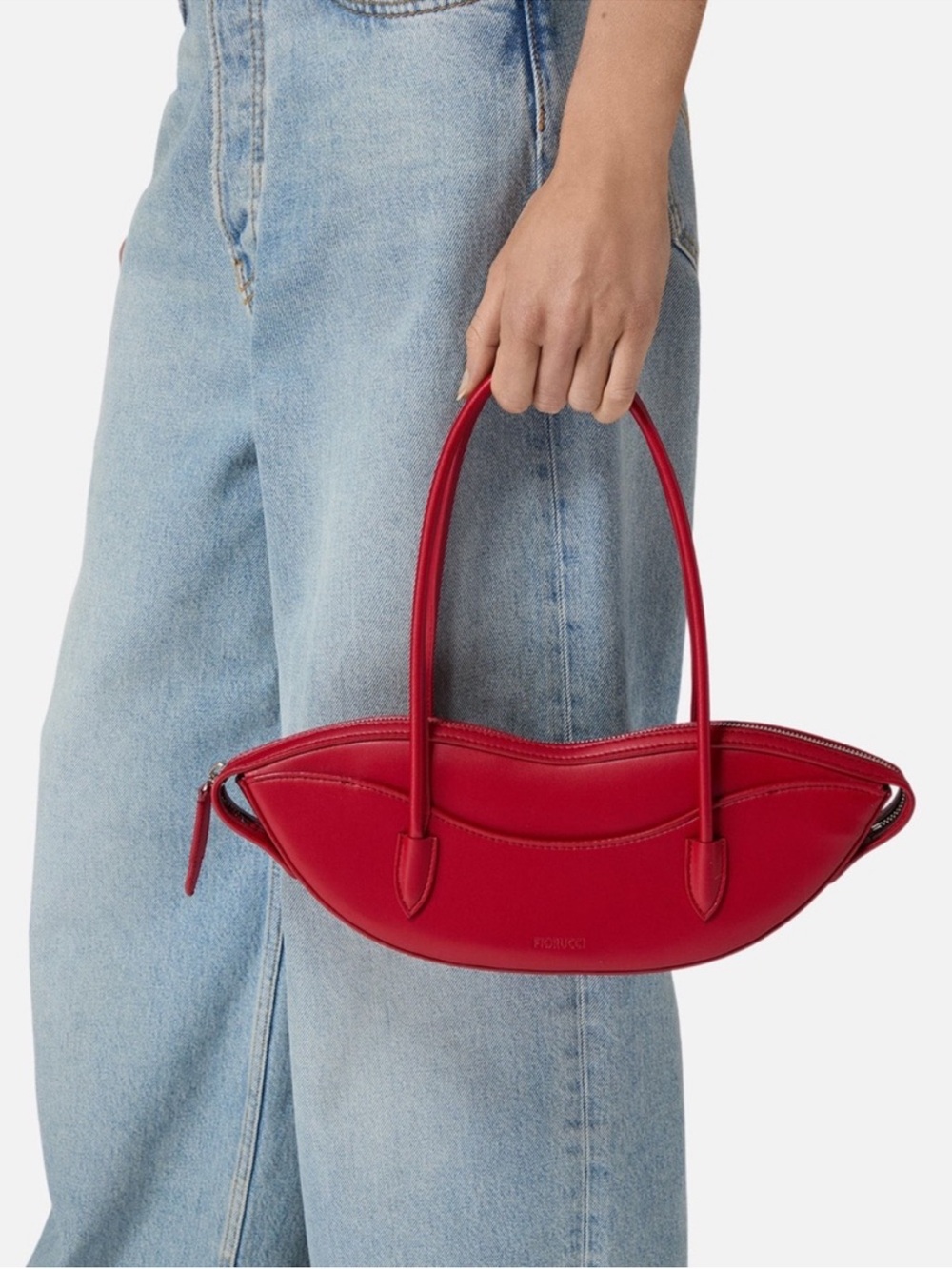 Red Women's Lip-Shaped Leather Tote